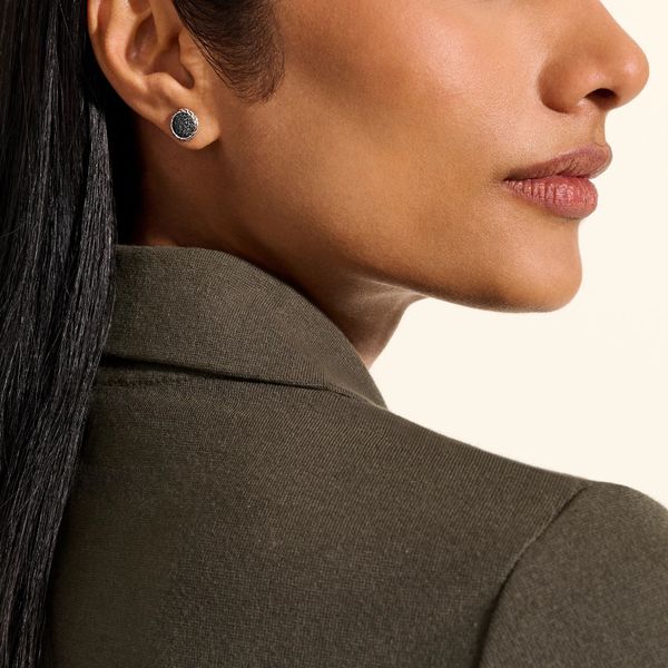 John Hardy Essential Pavé Stud Earrings, Black Sapphire, 10mm Image 5 Peter & Co. Jewelers Avon Lake, OH