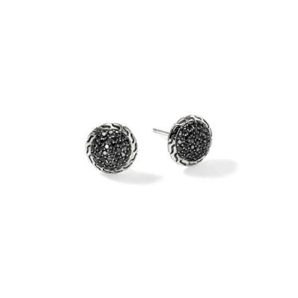 John Hardy Essential Pavé Stud Earrings, Black Sapphire, 10mm Peter & Co. Jewelers Avon Lake, OH