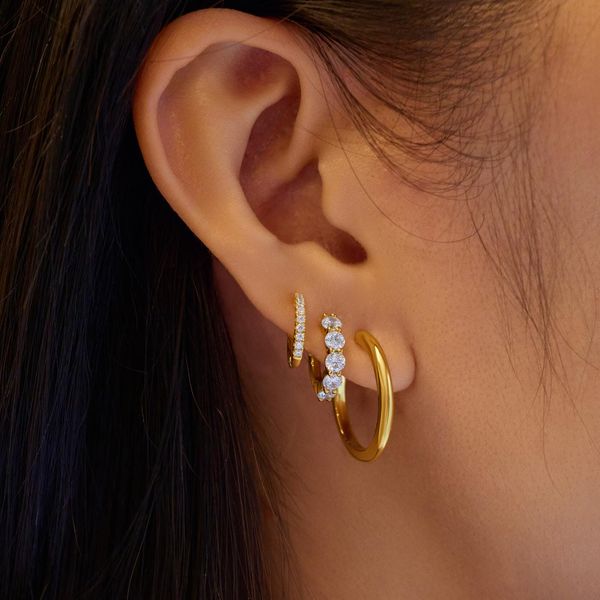Ania Haie Gold Quintet Sparkle Huggie Hoop Earrings Image 2 Peter & Co. Jewelers Avon Lake, OH