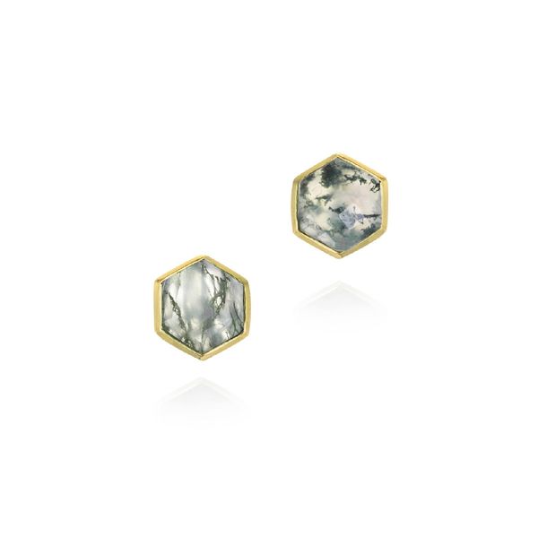 Jorge Revilla Moss Agate Hexagonal Midi Earrings Peter & Co. Jewelers Avon Lake, OH
