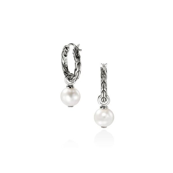 John Hardy Essential Pearl Hoop Earrings Image 4 Peter & Co. Jewelers Avon Lake, OH