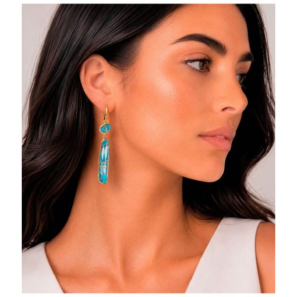 Jorge Revilla Atlas Collection Turquoise Hook Earrings Image 2 Peter & Co. Jewelers Avon Lake, OH
