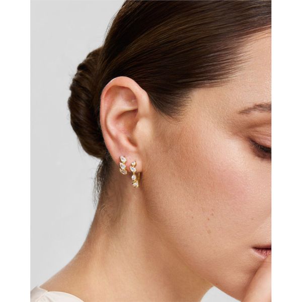 Ania Haie Gold Triple Half-Bezel Teardrop Huggie Hoop Earrings Image 2 Peter & Co. Jewelers Avon Lake, OH