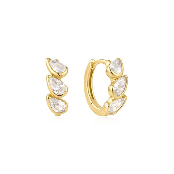 Ania Haie Gold Triple Half-Bezel Teardrop Huggie Hoop Earrings Peter & Co. Jewelers Avon Lake, OH