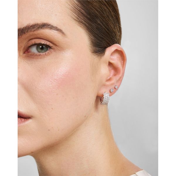Ania Haie Silver Triple Row Bezel Huggie Hoop Earrings Image 2 Peter & Co. Jewelers Avon Lake, OH