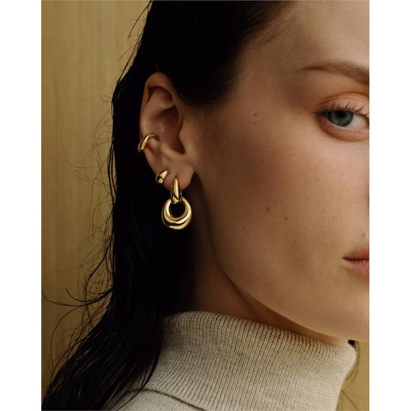 Ania Haie Gold Hollow Organic Pebble Drop Earrings Image 3 Peter & Co. Jewelers Avon Lake, OH