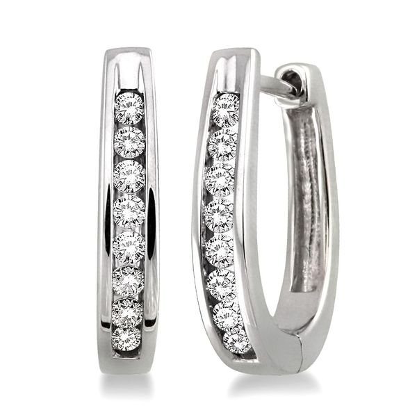 Silver Diamond Hoop Earrings Peter & Co. Jewelers Avon Lake, OH
