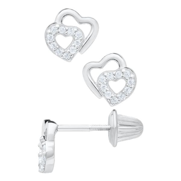Children's Double Heart Stud Earrings Peter & Co. Jewelers Avon Lake, OH
