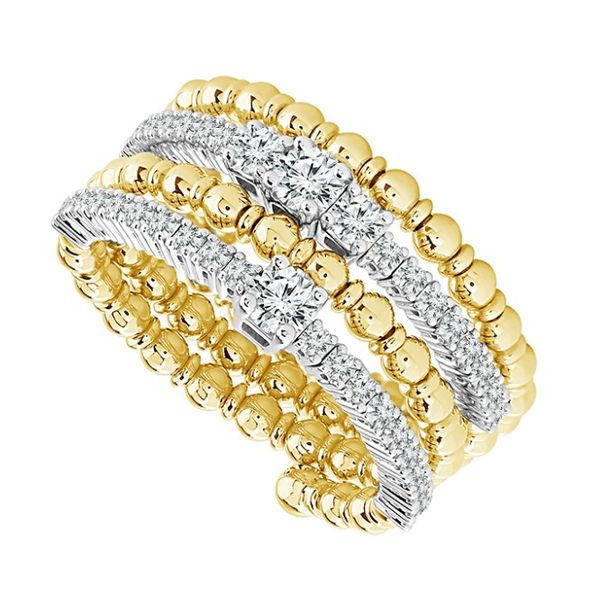 14K Two-Tone Flexible Beaded Diamond Band Pickens, Inc. Jewelers Atlanta, GA