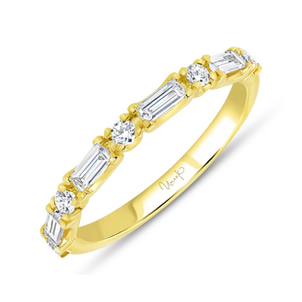 18KY Alternating Baguette and Round Brilliant Diamond Band Pickens, Inc. Jewelers Atlanta, GA