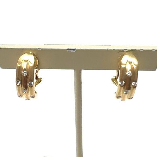 18KY Flush Set Diamond Earrings Pickens, Inc. Jewelers Atlanta, GA