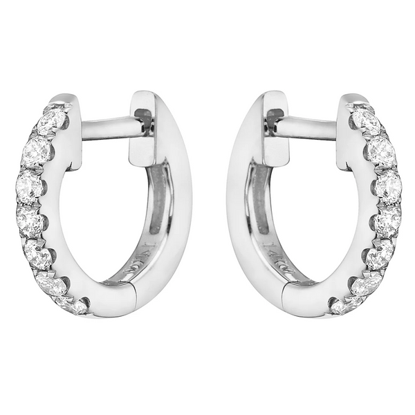 14KW Diamond Huggie Earrings Pickens, Inc. Jewelers Atlanta, GA