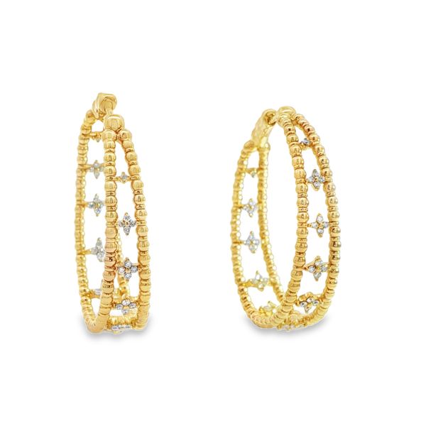 18KY Large Flexible Diamond Hoop Earrings Pickens, Inc. Jewelers Atlanta, GA