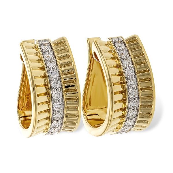 14KY J-Hoop Diamond Earrings Pickens, Inc. Jewelers Atlanta, GA