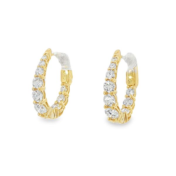 14KY 1.00 CT TW Graduated Diamond Huggie Earrings Pickens, Inc. Jewelers Atlanta, GA