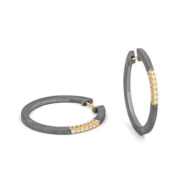 14KY Titanium Diamond 29MM Hoop Earrings Pickens, Inc. Jewelers Atlanta, GA