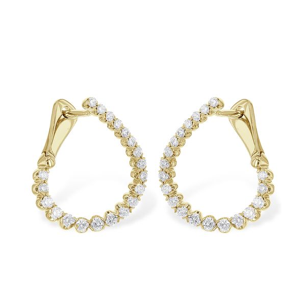 14KY Curved Diamond Hoop Earrings Pickens, Inc. Jewelers Atlanta, GA