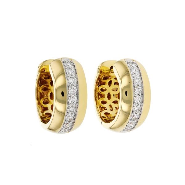 14KY Wide Diamond Huggie Earrings Pickens, Inc. Jewelers Atlanta, GA