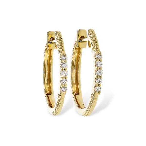 14KY Twisted Diamond Hoop Earrings Pickens, Inc. Jewelers Atlanta, GA