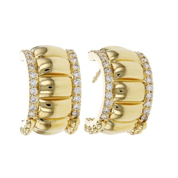 14KY Ribbed Diamond Earrings Pickens, Inc. Jewelers Atlanta, GA