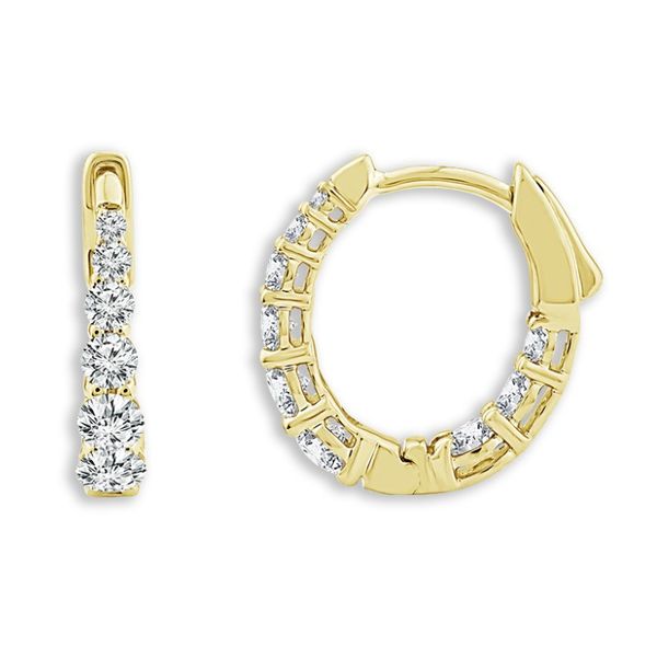 14KY .50 CT TW Graduated Diamond Huggie Earrings Pickens, Inc. Jewelers Atlanta, GA