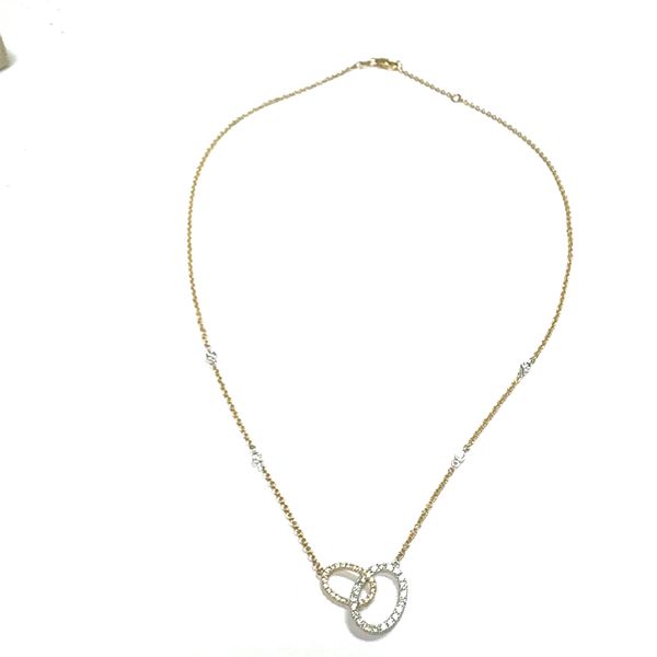 14K Two-Tone Interlocking Diamond Pendant Necklace Pickens, Inc. Jewelers Atlanta, GA