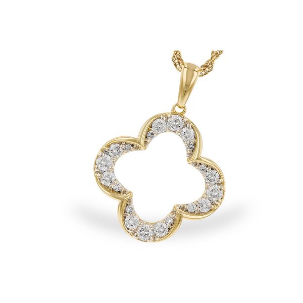 14KY Diamond Quatrefoil Pendant Necklace Pickens, Inc. Jewelers Atlanta, GA
