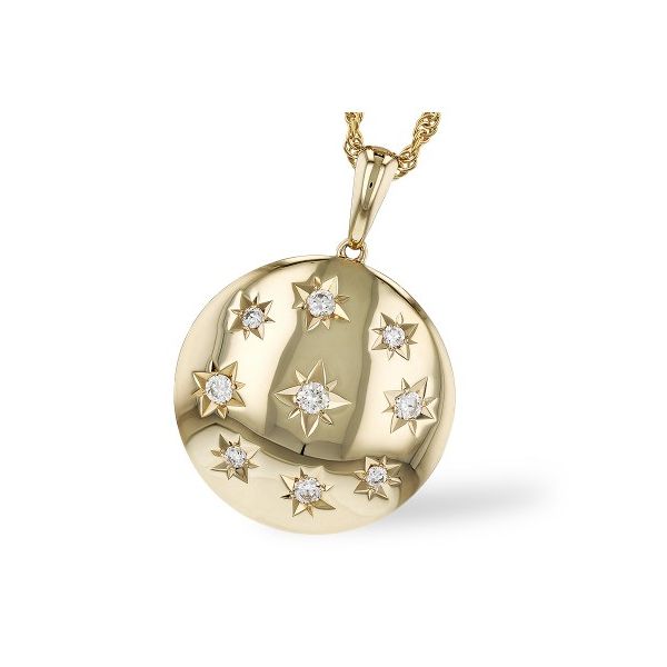 14KY Diamond Starburst Pendant Necklace Pickens, Inc. Jewelers Atlanta, GA