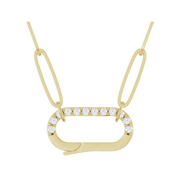 14KY Paperclip Necklace with Diamond Charm Connector Pickens, Inc. Jewelers Atlanta, GA