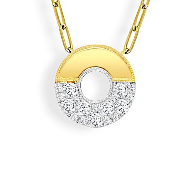 14K Two-Tone Diamond Doughnut Pendant Necklace Pickens, Inc. Jewelers Atlanta, GA