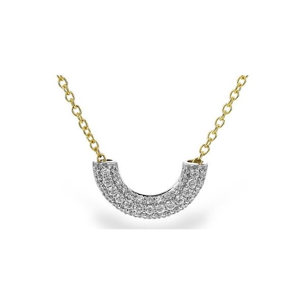14K Two-Tone Gold Diamond Macaroni Pendant Necklace Pickens, Inc. Jewelers Atlanta, GA