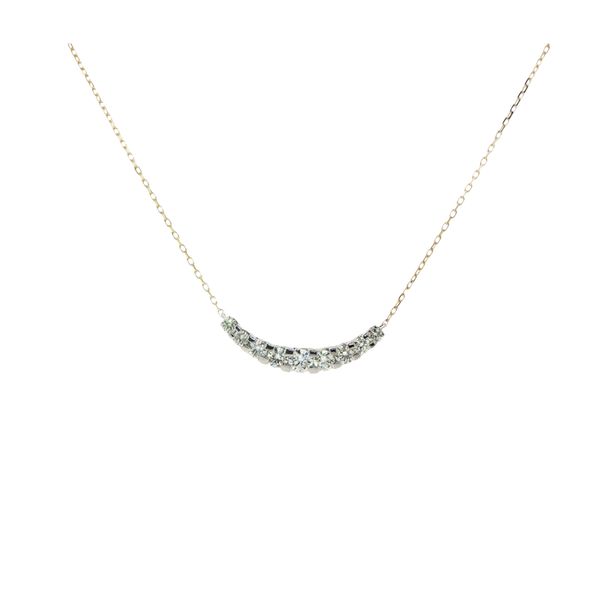 14K Two-Tone Curved Diamond Pendant Necklace Pickens, Inc. Jewelers Atlanta, GA