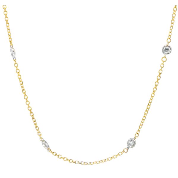 14K Two-Tone Gold 0.78 CT Diamond By The Yard Necklace Pickens, Inc. Jewelers Atlanta, GA