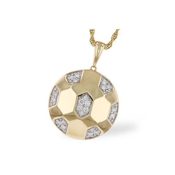 14KY Faceted Pave Diamond Pendant Necklace Pickens, Inc. Jewelers Atlanta, GA