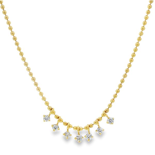 14KY 7 Diamond Dangle Bead Chain Necklace Pickens, Inc. Jewelers Atlanta, GA