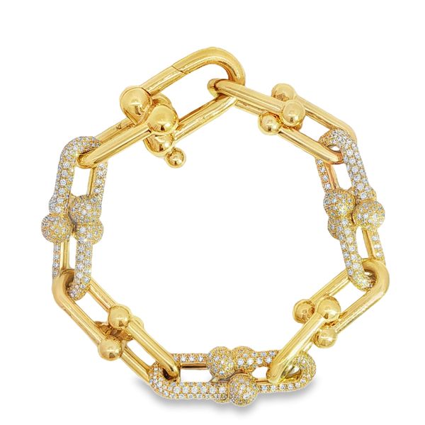 18KY Pave Diamond Bit Link Bracelet Pickens, Inc. Jewelers Atlanta, GA