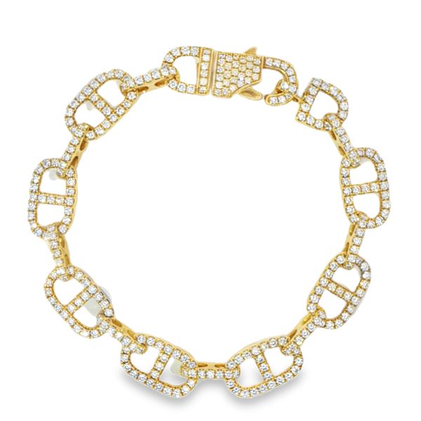 18KY Diamond Anchor Link Bracelet Pickens, Inc. Jewelers Atlanta, GA