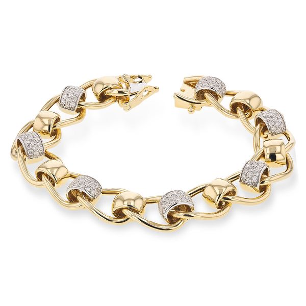 14KY Bracelet with Barrel Diamond Links Pickens, Inc. Jewelers Atlanta, GA