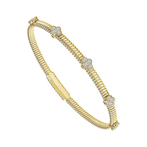 14KY Flexible Diamond Cluster Bangle Bracelet Pickens, Inc. Jewelers Atlanta, GA