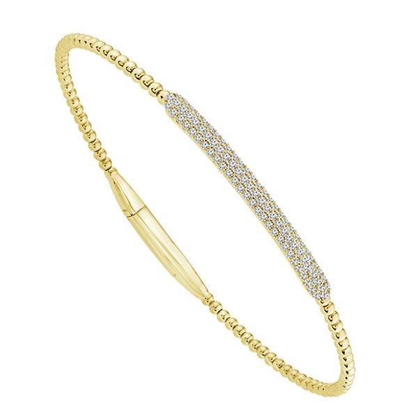 14KY Pave Diamond Flexible Bangle Bracelet Pickens, Inc. Jewelers Atlanta, GA