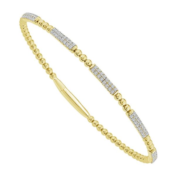 14KY Pave Diamond Section Flexible Bangle Bracelet Pickens, Inc. Jewelers Atlanta, GA
