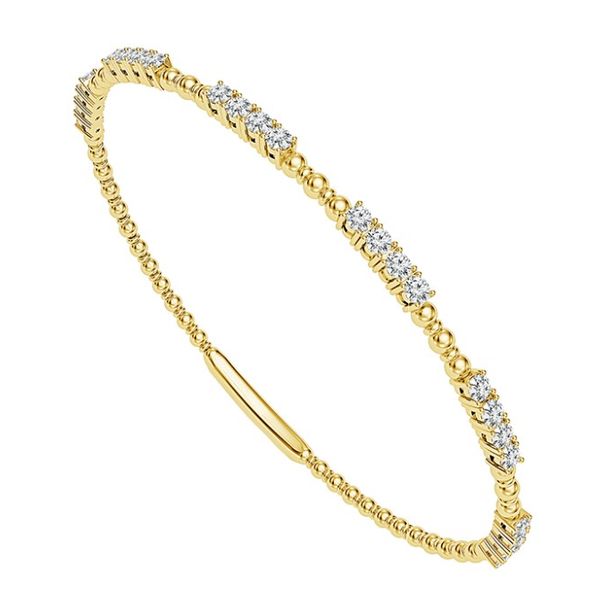 14KY Beaded Diamond Flexible Bangle Bracelet Pickens, Inc. Jewelers Atlanta, GA