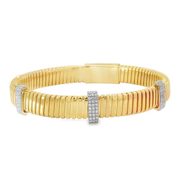 8K Two-Tone Wide Flexible Diamond Bangle Bracelet Pickens, Inc. Jewelers Atlanta, GA
