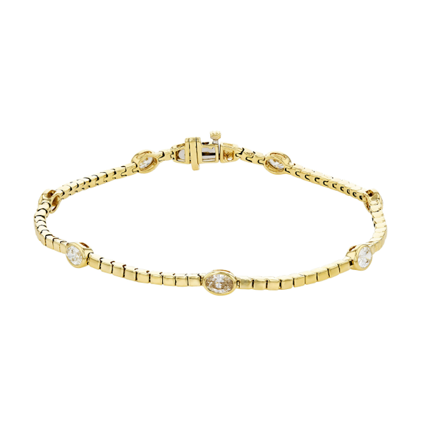 14KY Oval Diamond Bezel Link Bracelet Pickens, Inc. Jewelers Atlanta, GA