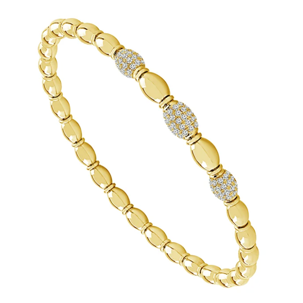 14KY Diamond Accented Beaded Stretch Bracelet Pickens, Inc. Jewelers Atlanta, GA