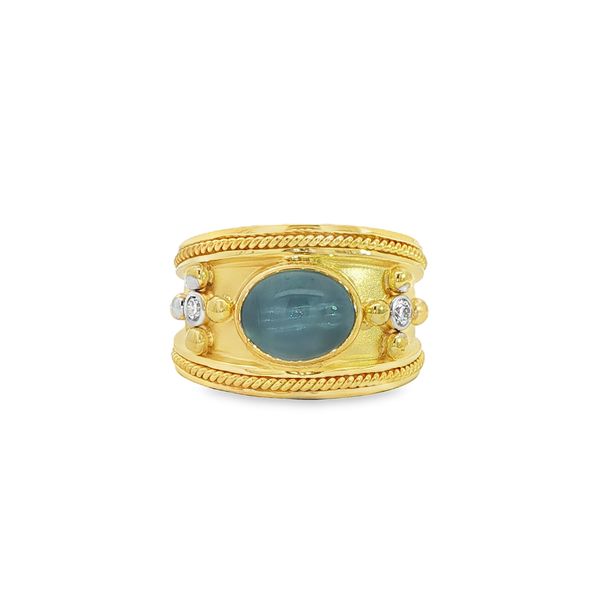 14KY Aquamarine Diamond Cigar Band Pickens, Inc. Jewelers Atlanta, GA