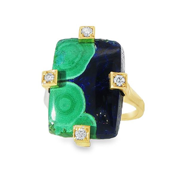 14KY Azurmalachite and Diamond Ring Pickens, Inc. Jewelers Atlanta, GA
