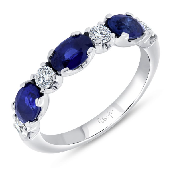 18KW Alternating Round Brilliant Diamond and Sapphire Ring Pickens, Inc. Jewelers Atlanta, GA