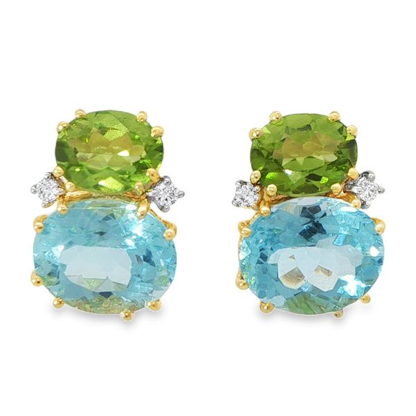 14KY Peridot, Blue Topaz and Diamond Earrings Pickens, Inc. Jewelers Atlanta, GA