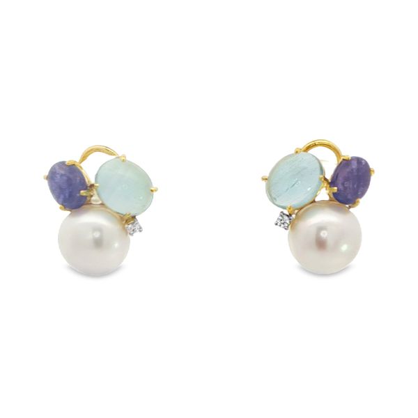 14KY Pearl, Aquamarine and Tanzanite Earring Pickens, Inc. Jewelers Atlanta, GA